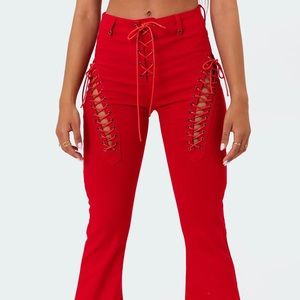 Edited red flare pants